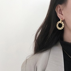 wholesale letters hollow titanium steel gold-plated earrings Nihaojewelry