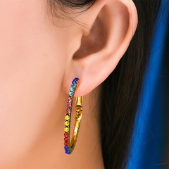 vente en gros nouvelles boucles d'oreilles en forme de C diamant coloré Nihaojewelry