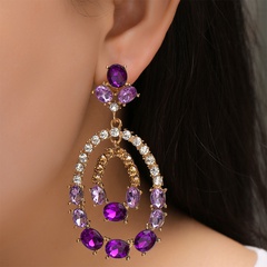 wholesale fashion alloy inlaid colorful diamind multi-layer earrings Nihaojewelry