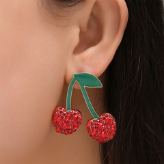 wholesale fashion diamond-studded cherry stud earrings Nihaojewelry