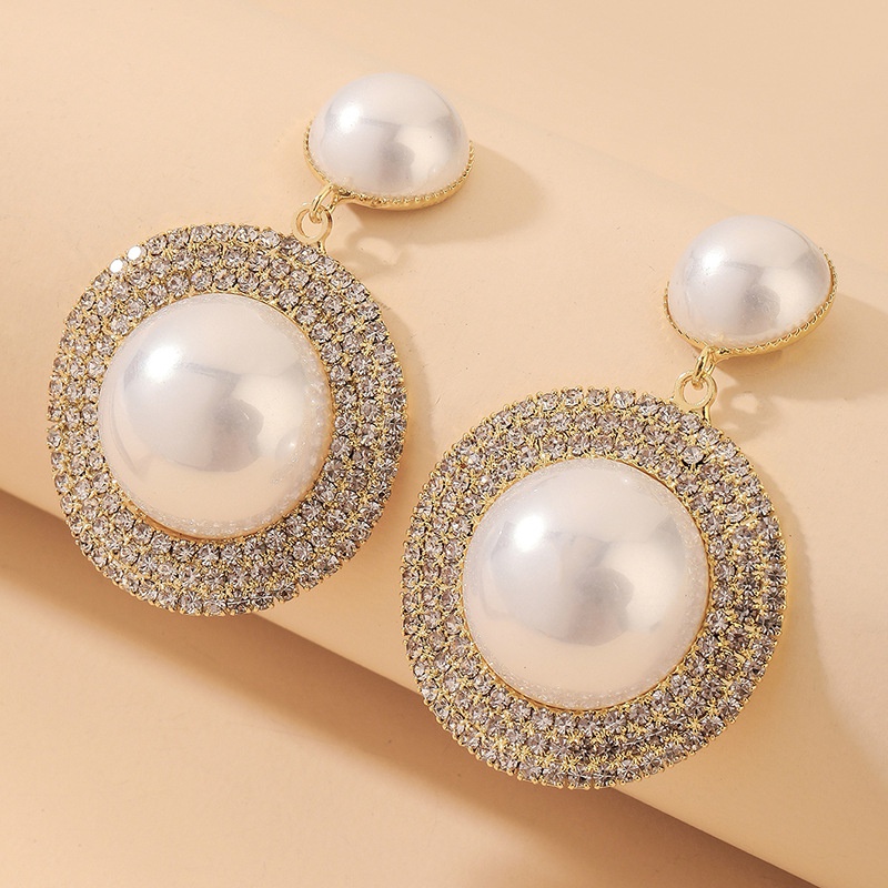 wholesale fashion rhinestone pearl drop earrings Nihaojewelry