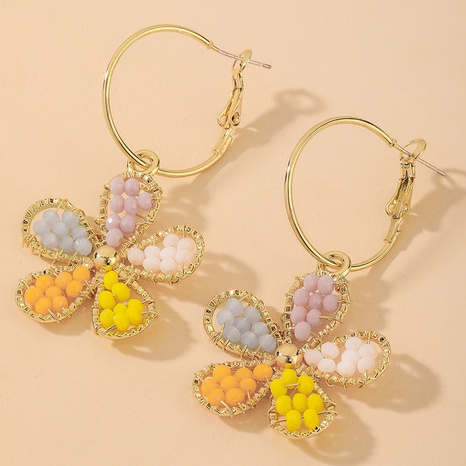 Vente en gros perles faites à la main de couleur bonbon à la mode boucles d'oreilles à cinq pétales Nihaojewelry's discount tags