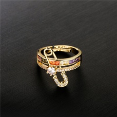 bisutería mayoreo anillo de apertura de circón con incrustaciones de cobre de clip de papel nihaojewelry