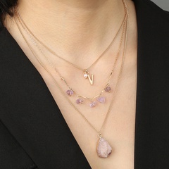 Vintage V Purple Imitation Natural Stone Water Drop Multilayer Necklace Wholesale Nihaojewelry