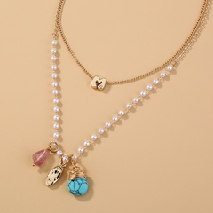 Fashion Simple  Pearl Double Turquoise Necklace Wholesale Nihaojewelry