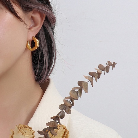 vente en gros boucles d'oreilles irrégulières simples en acier titane plaqué or 18 carats Nihaojewelry's discount tags