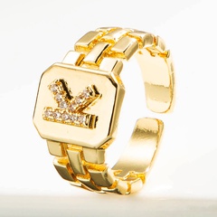 Großhandel Retro-Armband 26 englischer Buchstabe Kupfer vergoldeter Ring Nihaojewelry