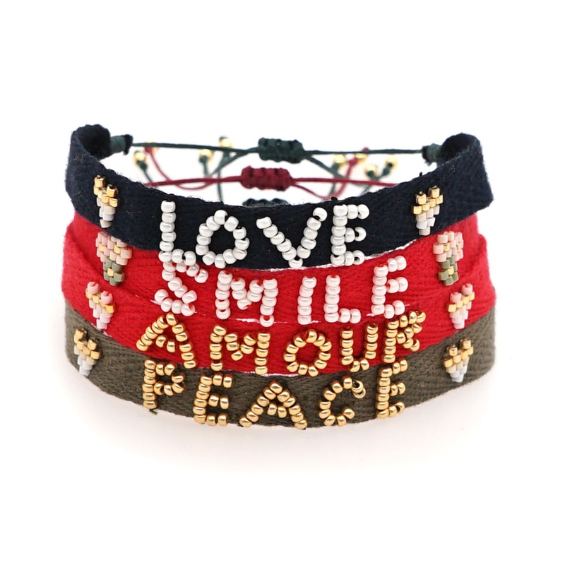 Miyuki bead braided LOVE letter ribbon bracelet wholesale jewelry Nihaojewelry