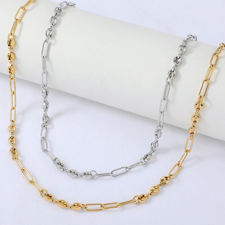 Vente en gros bijoux chaîne d'épissage géométrique collier en acier inoxydable nihaojewelry's discount tags