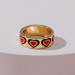wholesale fashion color dripping oil double layer peach heart alloy ring Nihaojewelry