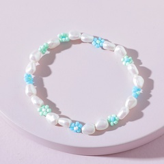 imitation pearl rice bead woven flower bohemian style bracelet wholesale jewelry Nihaojewelry