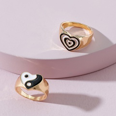 Fashion Drip Oil Contrast Color Heart-shaped Tai Chi Ring Wholesale Nihaojewelry