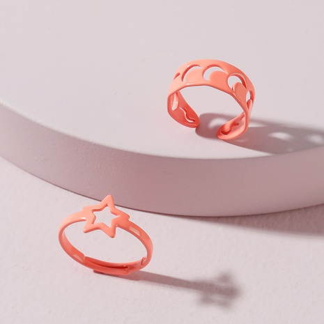 color spray paint hollow star moon fashion ring set wholesale jewelry Nihaojewelry's discount tags