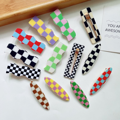 checkerboard acrylic fashion hairpin wholesale jewelry Nihaojewelry's discount tags