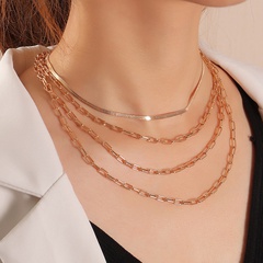 wholesale jewelry punk style geometric splicing chain multi-layer necklace nihaojewelry