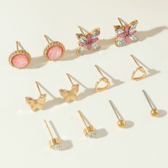 wholesale boucles d'oreilles en alliage coeur papillon géométrique de mode 6 paires ensemble Nihaojewelry