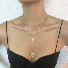 Mode mehrschichtige Nachahmung Perlenkette Porträt Halskette Großhandel nihaojewelry