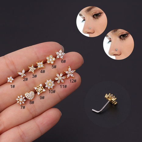 Single wholesale creative new copper micro-inlaid zircon nose nail Nihaojewelry  NHEN396121's discount tags