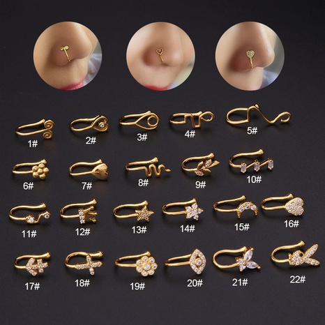 wholesale nouveau style anneau de nez piercing zircon non poreux incrusté de cuivre Nihaojewelry's discount tags