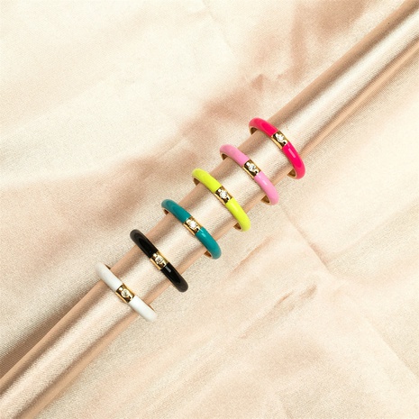 wholesale anillo de cobre de circón geométrico de color sólido simple Nihaojewelry's discount tags