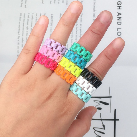Großhandel Schmuck einfache Macarons Farbe Kupfer Sprühfarbe geometrischer Ring Nihaojewelry's discount tags