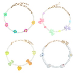 colorful soft pottery smiley face bead string letter geometric bracelet wholesale jewelry Nihaojewelry