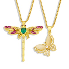 Cross-Border Exaggerated Personalized Insect Dragonfly Pendant Simple Fashion in Europe and America Zircon Butterfly Clavicle Chain Necklace Nkw51