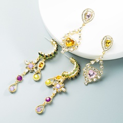 wholesale Korean water drop heart-shaped alloy diamond long earrings Nihaojewelry