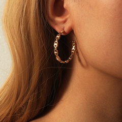 creative geometric chain copper hoop earrings wholesale Nihaojewelry