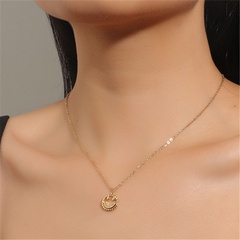 fashion titanium steel smiley face pendent necklace wholesale Nihaojewelry