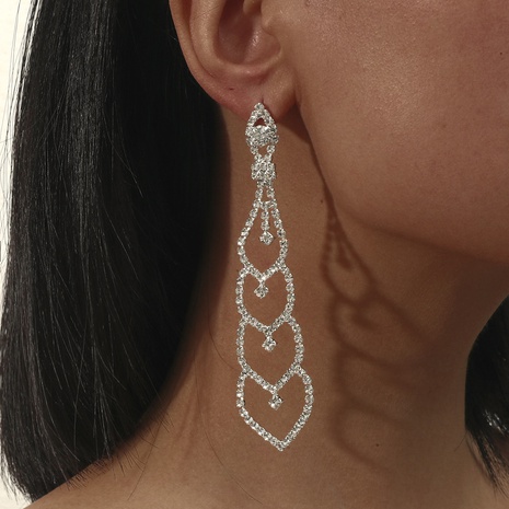 Mode herzförmige eingelegte Zirkonia lange Ohrringe Großhandel Nihaojewelry's discount tags