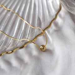 Korean style snake bone small ball titanium steel plated 18K gold bracelet wholesale Nihaojewelry