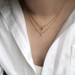 XL072 Koreanische Mode kleine kleine Gold perlen Metall kugel Flash-Diamant Krallen diamant Halskette Schlüsselbein kette Titans tahl mit 18 Karat Gold beschichtet