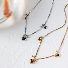 Koreanische Herzperlen Titanstahl vergoldete Halskette Großhandel Nihaojewelry