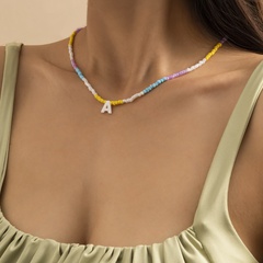 lettre ethnique colorée A tag couleur correspondant collier de perles miyuki en gros Nihaojewelry