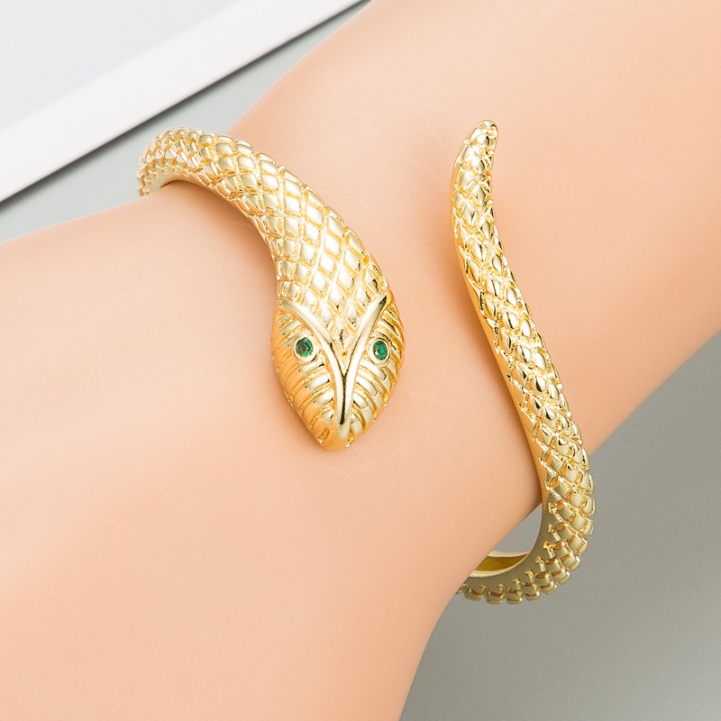 Art und Weise schlangenfrmiges verkupfertes 18K echtes Gold offenes Armband Grohandel Nihaojewelry