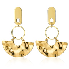neue kupferplattierte Echtgold Halbkreis hohle lange Ohrringe Großhandel Nihaojewelry