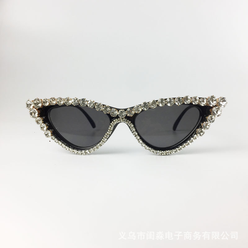 GLO Edge Cut Rimless Cat Eye Rhinestone Sunglasses