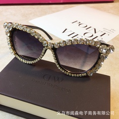 fashion retro cat eye inlaid diamonds sunglasses wholesale nihaojewelry