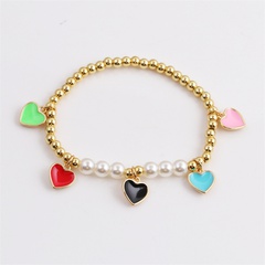 fashion copper-plated real gold dripping oil heart-shaped bracelet wholesale Nihaojewelry