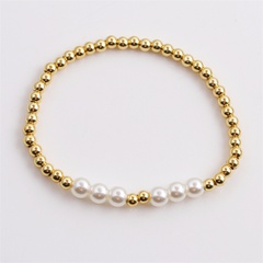 fashion new copper gold-plated elastic round beads pearl bracelet wholesale Nihaojewelry