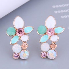 Fashion Contrast Color Flash Diamond Flower Stud Earrings Wholesale Nihaojewelry