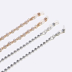 fashion simple two-piece copper pearl rhinestone glasses mask chain wholesale nihaojewelry