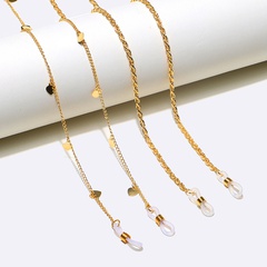 simple fashion two-piece copper twist heart gold glasses chain wholesale nihaojewelry