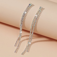 Korean Shiny Zircon Long Tassel Earrings Wholesale Nihaojewelry