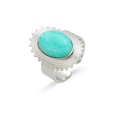 retro oval turquoise inlaid golden stainless steel open ringpicture12