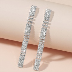 Pendientes largos de diamantes de una sola fila de moda al por mayor Nihaojewelry