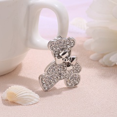 Korea bow bear alloy diamond brooch wholesale Nihaojewelry
