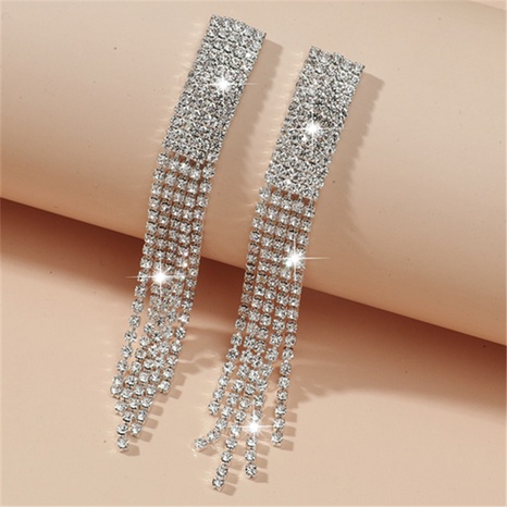Korean geometric multi-row diamond tassel earrings wholesale Nihaojewelry's discount tags