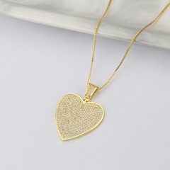 wholesale jewelry full diamond heart-shaped pendant copper inlaid zircon necklace stonihaojewelry